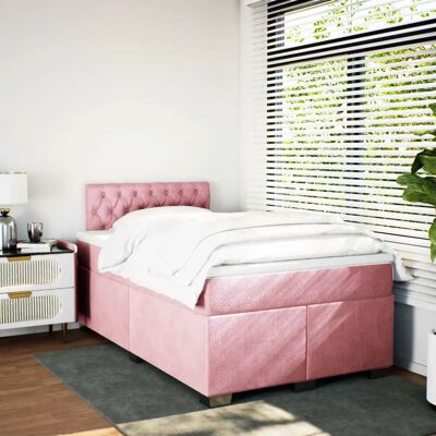 vidaXL Rosa Samt 120x190 cm Bett mit Taschenfederkern & Lattenrost vidaXL Rosa Samt 120x190 cm Bett mit Taschenfederkern & Lattenrost