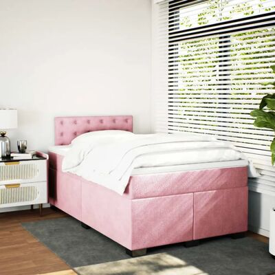 vidaXL 120x190 cm Samt Rosa Boxspringbett - Bett vidaXL 120x190 cm Samt Rosa Boxspringbett - Bett
