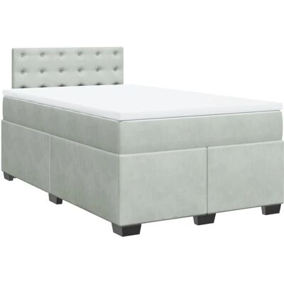 vidaXL Boxspringbett mit Samt Hellgrau 120x200cm - Bett vidaXL Boxspringbett mit Samt Hellgrau 120x200cm - Bett