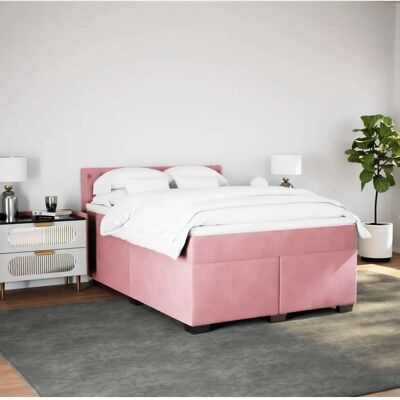 VidaXL Pinkes Samtbetttbett 140x190 mit Matratze & Latten VidaXL Pinkes Samtbetttbett 140x190 mit Matratze & Latten