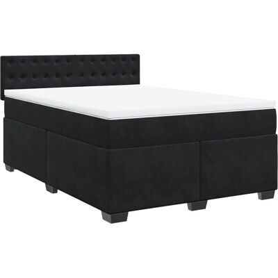 vidaXL Knöpfe Schwarz Samt Bett - Bed vidaXL Knöpfe Schwarz Samt Bett - Bed