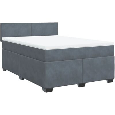 vidaXL Boxspringbett Mit Matratze Samt Dunkelgrau - bed vidaXL Boxspringbett Mit Matratze Samt Dunkelgrau - bed