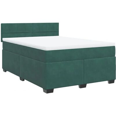 vidaXL Boxspringbett - Dunkelgrüner Samt, 160x200 cm - Bett vidaXL Boxspringbett - Dunkelgrüner Samt, 160x200 cm - Bett