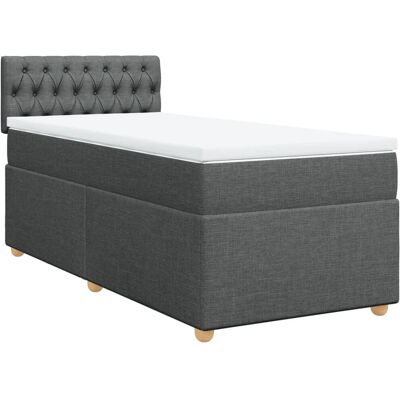 vidaXL Knopf Bett - Dunkelgrau Stoff - 80x200 cm - Bett vidaXL Knopf Bett - Dunkelgrau Stoff - 80x200 cm - Bett
