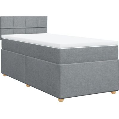 vidaXL Boxspringbett mit Matratze Hellgrau 90x190 cm Modell: Block m vidaXL Boxspringbett mit Matratze Hellgrau 90x190 cm Modell: Block m