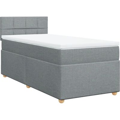 vidaXL Boxspringbett Mit Matratze Stoff Hellgrau Größe: 100 x 200 cm Modell: Block - Bett vidaXL Boxspringbett Mit Matratze Stoff Hellgrau Größe: 100 x 200 cm Modell: Block - Bett