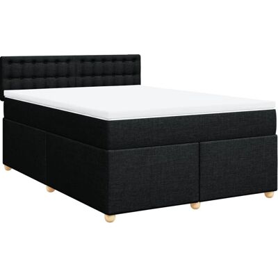 vidaXL Boxspringbett mit Matratze Schwarz 140x200 cm - Knöpfe vidaXL Boxspringbett mit Matratze Schwarz 140x200 cm - Knöpfe