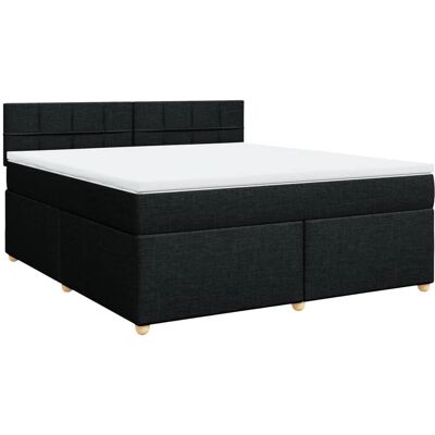 vidaXL Boxspringbed met Matras - Zwart - 180x200 cm - Model: Knopfhe vidaXL Boxspringbed met Matras - Zwart - 180x200 cm - Model: Knopfhe