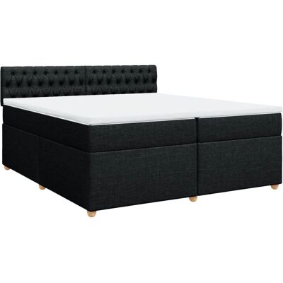 vidaXL Boxspringbett mit 200x200cm Matratze - Schwarz, Knopfhe vidaXL Boxspringbett mit 200x200cm Matratze - Schwarz, Knopfhe