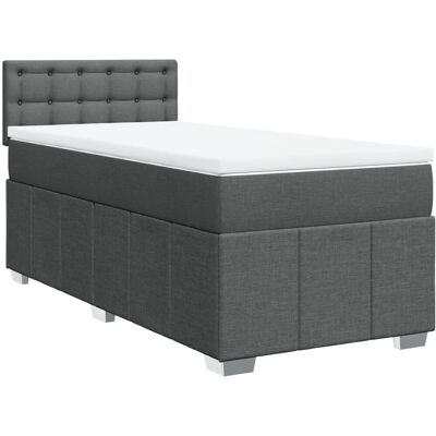 vidaXL Boxspringbett mit Matratze 140x190 - Dunkelgrau - Modell Knöp vidaXL Boxspringbett mit Matratze 140x190 - Dunkelgrau - Modell Knöp