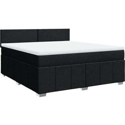 vidaXL Boxspringbett mit Matratze Schwarz 180x200 cm - Stoff, Schwarz vidaXL Boxspringbett mit Matratze Schwarz 180x200 cm - Stoff, Schwarz