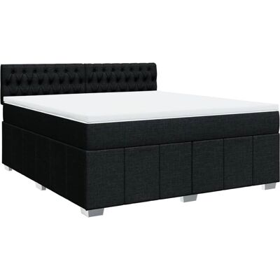 vidaXL Boxspringbett mit Matratze Schwarz 180x200 cm Stoff - Komfortables, Höhenverstellbares Bett vidaXL Boxspringbett mit Matratze Schwarz 180x200 cm Stoff - Komfortables, Höhenverstellbares Bett