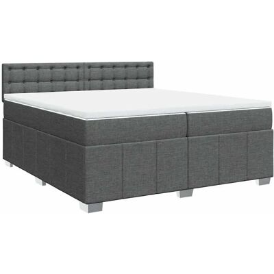 vidaXL Boxspringbett mit Matratze, Stoff Dunkelgrau 200x200 cm, Modell: Schl - Bett vidaXL Boxspringbett mit Matratze, Stoff Dunkelgrau 200x200 cm, Modell: Schl - Bett