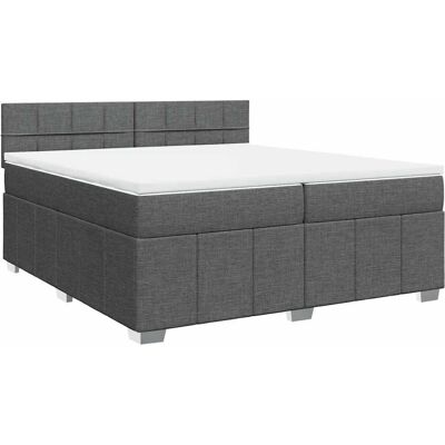 vidaXL Boxspringbett Mit Matratze Stoff Dunkelgrau - 200x200 cm - bed vidaXL Boxspringbett Mit Matratze Stoff Dunkelgrau - 200x200 cm - bed