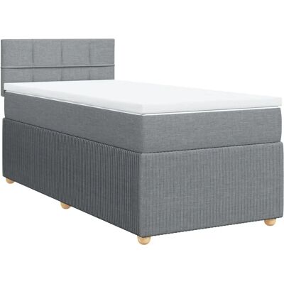 vidaXL Boxspringbett mit Matratze 90x200 cm - Hellgrau Modell: Block m vidaXL Boxspringbett mit Matratze 90x200 cm - Hellgrau Modell: Block m