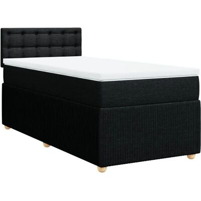 vidaXL Boxspringbett mit Matratze - Schwarz, 100x200cm, Knöpfe vidaXL Boxspringbett mit Matratze - Schwarz, 100x200cm, Knöpfe