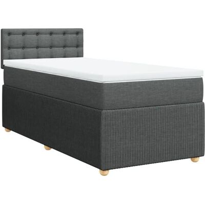 vidaXL Boxspringbett Mit Matratze Stoff Dunkelgrau - bed vidaXL Boxspringbett Mit Matratze Stoff Dunkelgrau - bed