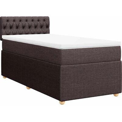vidaXL Boxspringbett mit Matratze Dunkelbraun 140x190 cm Stoff Braun vidaXL Boxspringbett mit Matratze Dunkelbraun 140x190 cm Stoff Braun