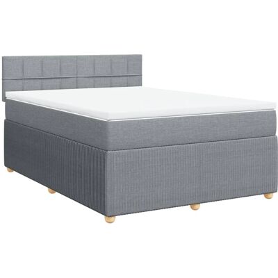 vidaXL Boxspringbett mit Matratze - Hellgrau - 140x200cm vidaXL Boxspringbett mit Matratze - Hellgrau - 140x200cm