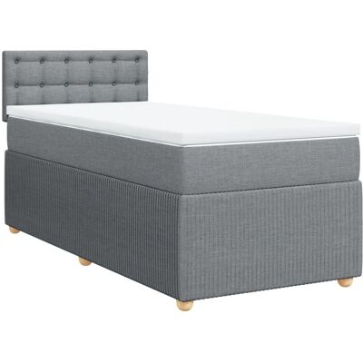 vidaXL Boxspringbett 180x200cm Hellgrau - Modell Knöpfe vidaXL Boxspringbett 180x200cm Hellgrau - Modell Knöpfe