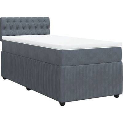 VidaXL Bett - Grau Velours mit Taschenfederkernmatratze - Bett VidaXL Bett - Grau Velours mit Taschenfederkernmatratze - Bett