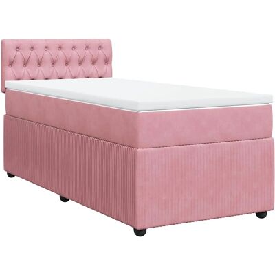 vidaXL Rosa Samt Boxspringbett mit Matratze 80x200 cm vidaXL Rosa Samt Boxspringbett mit Matratze 80x200 cm