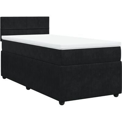 VidaXL Bett - Schwarz Velours - 90x190cm - Bett VidaXL Bett - Schwarz Velours - 90x190cm - Bett