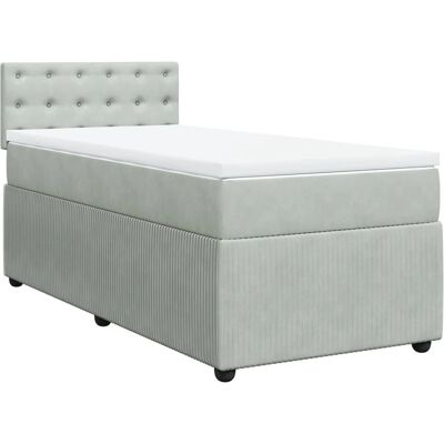 vidaXL Boxspringbett mit Matratze in Hellgrau - 90x200 cm vidaXL Boxspringbett mit Matratze in Hellgrau - 90x200 cm