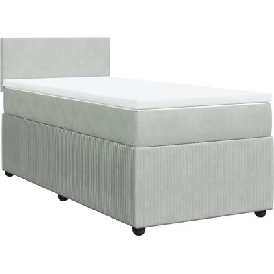 vidaXL Boxspringbett mit Samt Hellgrau 100x200 cm - bed vidaXL Boxspringbett mit Samt Hellgrau 100x200 cm - bed