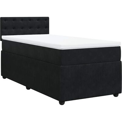vidaXL Boxspringbett mit Matratze - Samt Schwarz 100x200cm Knöpfe vidaXL Boxspringbett mit Matratze - Samt Schwarz 100x200cm Knöpfe