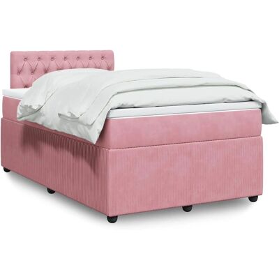 Vidaxl Rosa Veloursbett 120x190 cm - Bett Vidaxl Rosa Veloursbett 120x190 cm - Bett