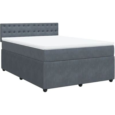 vidaXL Boxspringbett mit Matratze Dunkelgrau 140x190 cm Samt vidaXL Boxspringbett mit Matratze Dunkelgrau 140x190 cm Samt