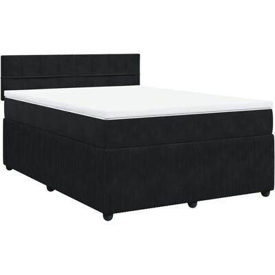 vidaXL Boxspringbett mit Matratze - Samt Schwarz - 140x200 cm vidaXL Boxspringbett mit Matratze - Samt Schwarz - 140x200 cm