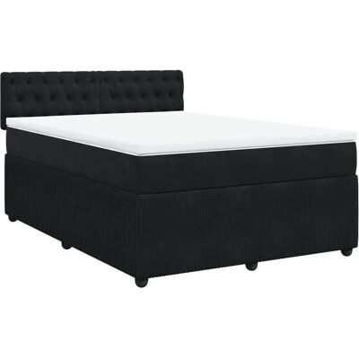 vidaXL Boxspringbed in zwart fluweel - 140x200 cm - bed vidaXL Boxspringbed in zwart fluweel - 140x200 cm - bed