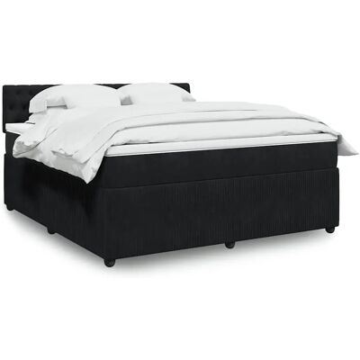 vidaXL Boxspringbett mit Matratze - Schwarz Samt 180x200cm Knopfhef vidaXL Boxspringbett mit Matratze - Schwarz Samt 180x200cm Knopfhef