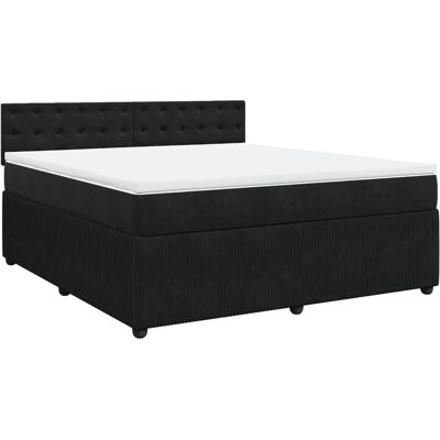 vidaXL Knöpfe Schwarzes Samtbett mit Matratze vidaXL Knöpfe Schwarzes Samtbett mit Matratze