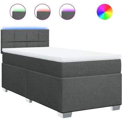 vidaXL Boxspringbett mit Matratze, Stoff Dunkelgrau 90x190cm vidaXL Boxspringbett mit Matratze, Stoff Dunkelgrau 90x190cm