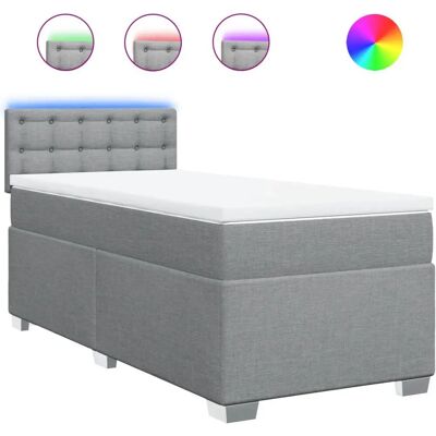 vidaXL Hellgraues Boxspringbett mit LED-Licht - Bett vidaXL Hellgraues Boxspringbett mit LED-Licht - Bett