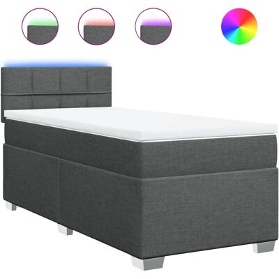 vidaXL Boxspringbett mit LED-Beleuchtung - Dunkelgrau vidaXL Boxspringbett mit LED-Beleuchtung - Dunkelgrau