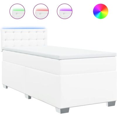 VidaXL Weißes Boxspringbett - Langlebiges Kunstleder VidaXL Weißes Boxspringbett - Langlebiges Kunstleder