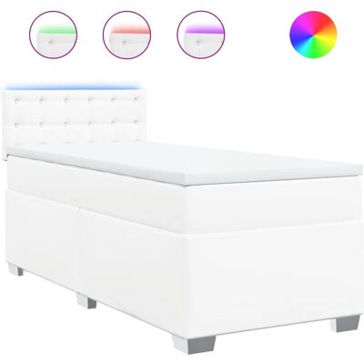 vidaXL Weißes Boxspringbett mit LED-Beleuchtung - Bett vidaXL Weißes Boxspringbett mit LED-Beleuchtung - Bett