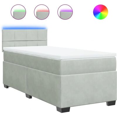 vidaXL Boxspringbett mit LED-Beleuchtung - Hellgrau, Modell: Block mi, 80x200 cm vidaXL Boxspringbett mit LED-Beleuchtung - Hellgrau, Modell: Block mi, 80x200 cm