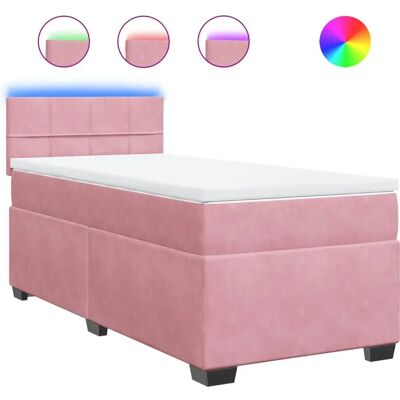 vidaXL Boxspringbett mit LED-Beleuchtung - 80x200 cm Rosa Samt vidaXL Boxspringbett mit LED-Beleuchtung - 80x200 cm Rosa Samt