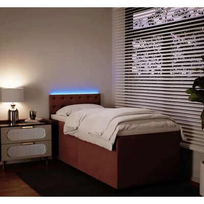 vidaXL Pink Samt Boxspringbett mit LED-Beleuchtung - Bett vidaXL Pink Samt Boxspringbett mit LED-Beleuchtung - Bett