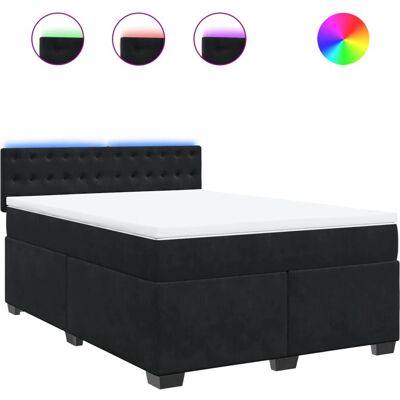 vidaXL Boxspringbett mit Matratze Schwarz 140x190 cm Modell Knöpfe - Bett vidaXL Boxspringbett mit Matratze Schwarz 140x190 cm Modell Knöpfe - Bett