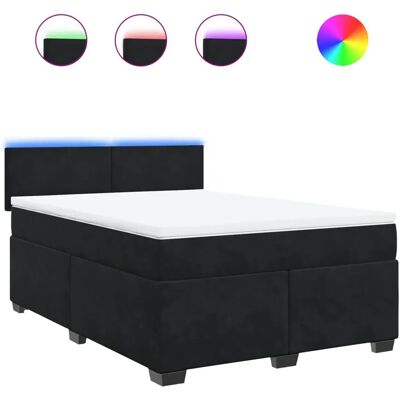 vidaXL Boxspringbett mit LED-Beleuchtung - 160x200cm - Schwarz - Bett vidaXL Boxspringbett mit LED-Beleuchtung - 160x200cm - Schwarz - Bett