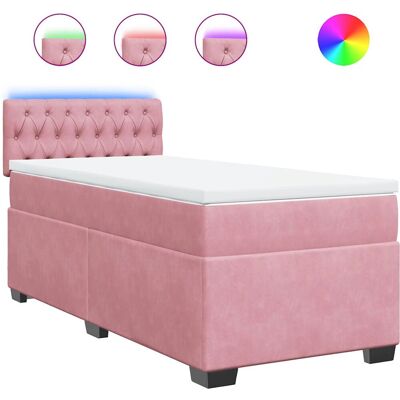 vidaXL Boxspringbett mit LED-Beleuchtung - Rosa - Bett vidaXL Boxspringbett mit LED-Beleuchtung - Rosa - Bett