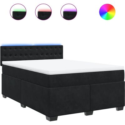 vidaXL Boxspringbett mit Knöpfe Samt Schwarz - Bett vidaXL Boxspringbett mit Knöpfe Samt Schwarz - Bett
