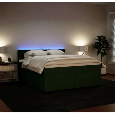 vidaXL Dunkelgrünes Samtbetten mit USB-LED - Bett vidaXL Dunkelgrünes Samtbetten mit USB-LED - Bett