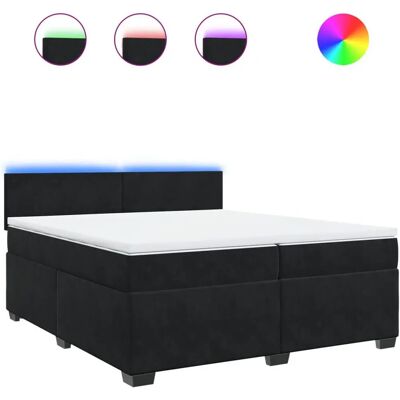 vidaXL Boxspringbett mit LED-Beleuchtung - 200x200cm - Schwarz - Bett vidaXL Boxspringbett mit LED-Beleuchtung - 200x200cm - Schwarz - Bett